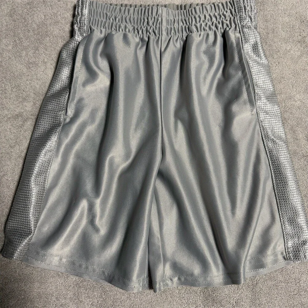 Starter Basketball Shorts Boys Youth XS 4-5 Gray Shiny Mesh Panels